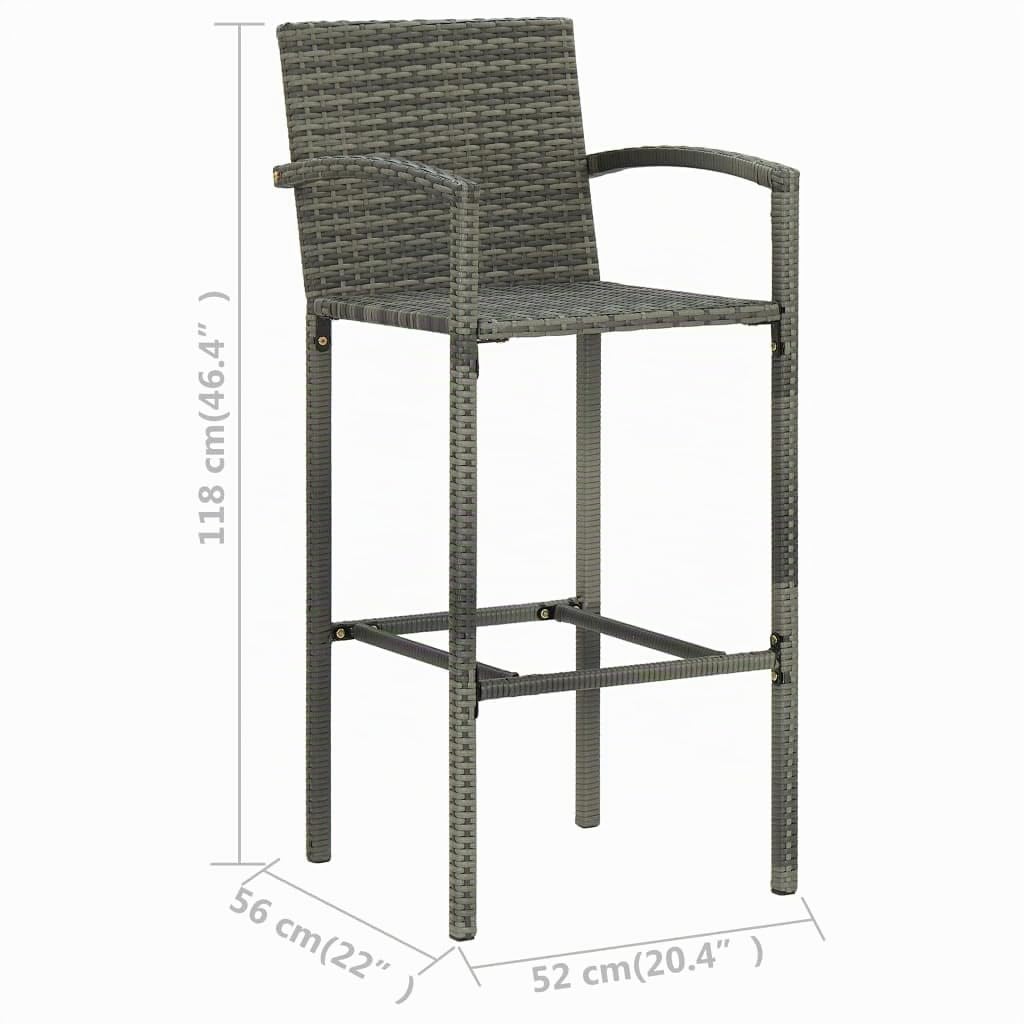 vidaXL 4X Tabourets de Bar Fauteuils de Comptoir Sièges de Pub Tabourets de Comptoir Fauteuils de Pub Sièges de Bistro Gris Résine Tressée