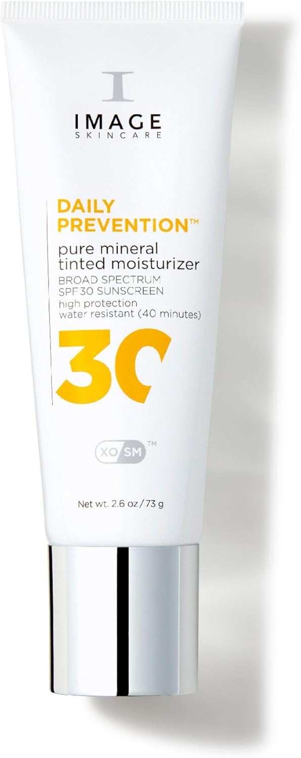 IMAGE Skincare, DAILY PREVENTION Pure Mineral Tinted Face Moisturiser SPF 30 Sunscreen Lotion, Lightweight Hydration with Hyaluronic Acid, 73 g
