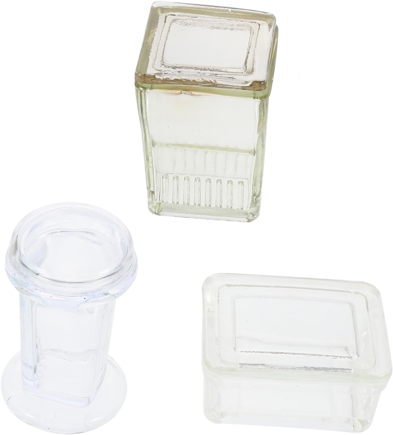 Round Lid Glass Staining Vat Lab Jar Set 3 Pieces Cylinder Lab Glassware for Pickling