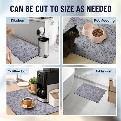 Image of Teenyyou 1 Pcs 26 inch x 18 inch Dryer Top Protector Mat, Washer and Dryer Topper, Non Slip Waterproof Machine Cover Dust Proof Quick Drying Topper Pad for Laundry and Kitchen (Peony)