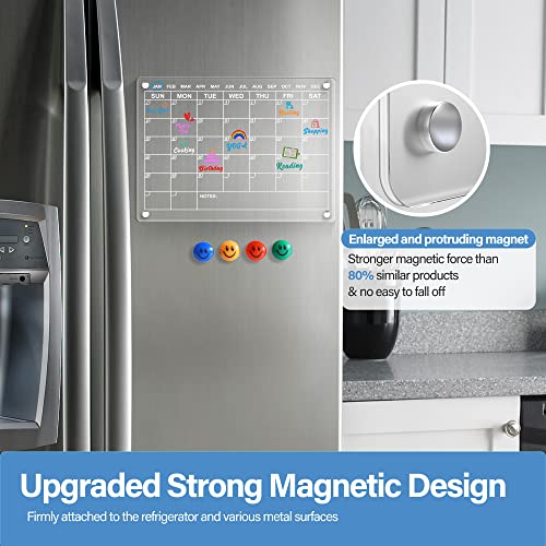 Acrylic Magnetic Dry Erase Calendar Board For Fridge, 16"X12" Clear Monthly Calendar Planner Board For Refrigerator, Reusable Portable Calendar Whiteboard Memo Planning Boards #TOP2