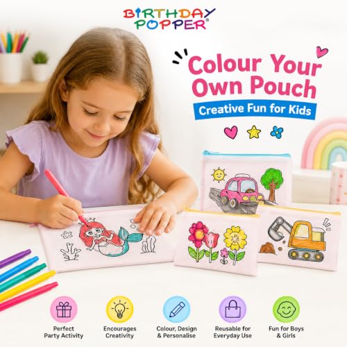 Image of Birthday Popper Birthday Return Gift for Kids Colour-in Pouches, Set of 20