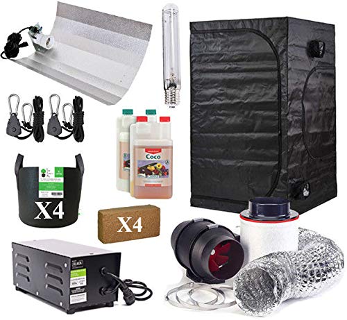 Hydroponics Complete Grow Room Tent Kit - Twin Speed Fan Filter Kit - Dual Spectrum Light Kit 600w - 120 x 120 x 200cm Grow Tent