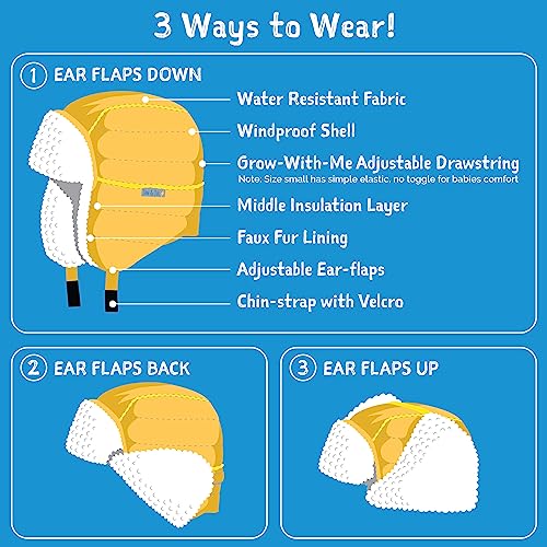 Image of JAN & JUL Waterproof Trapper Hat for Baby and Kids, Insulated Winter Hat with Faux Fur Lining
