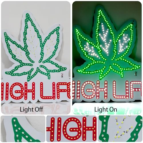 Image of Weed Neon Sign, USB Powered Weed Decor for Wall, Marijuana Light Cannabis Wall Art Signs Suitable for 420 Friendly Room Decor, Bar, Game Room, Party