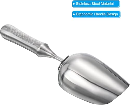 Miniatura 4 de PATIKIL Cuchara suelta para tierra de jardín de 13 pulgadas, cuchara de hielo de mano de acero inoxidable, antideslizante, gran capacidad,