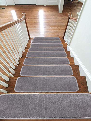 emmahome Carpet Stair Treads NON-SLIP MACHINE WASHABLE Mats/Rugs, 22x67cm, 11mm Thickness (Grey, 15)