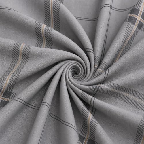Image of Castiqa 400 TC Cotton Feels All Over Elastic Fitted Bedsheet Set Perfect Upto 10inch Mattress with 2 Matching Pillow Covers Size-18x28inch (Queen Size 60x78, Grey Check)