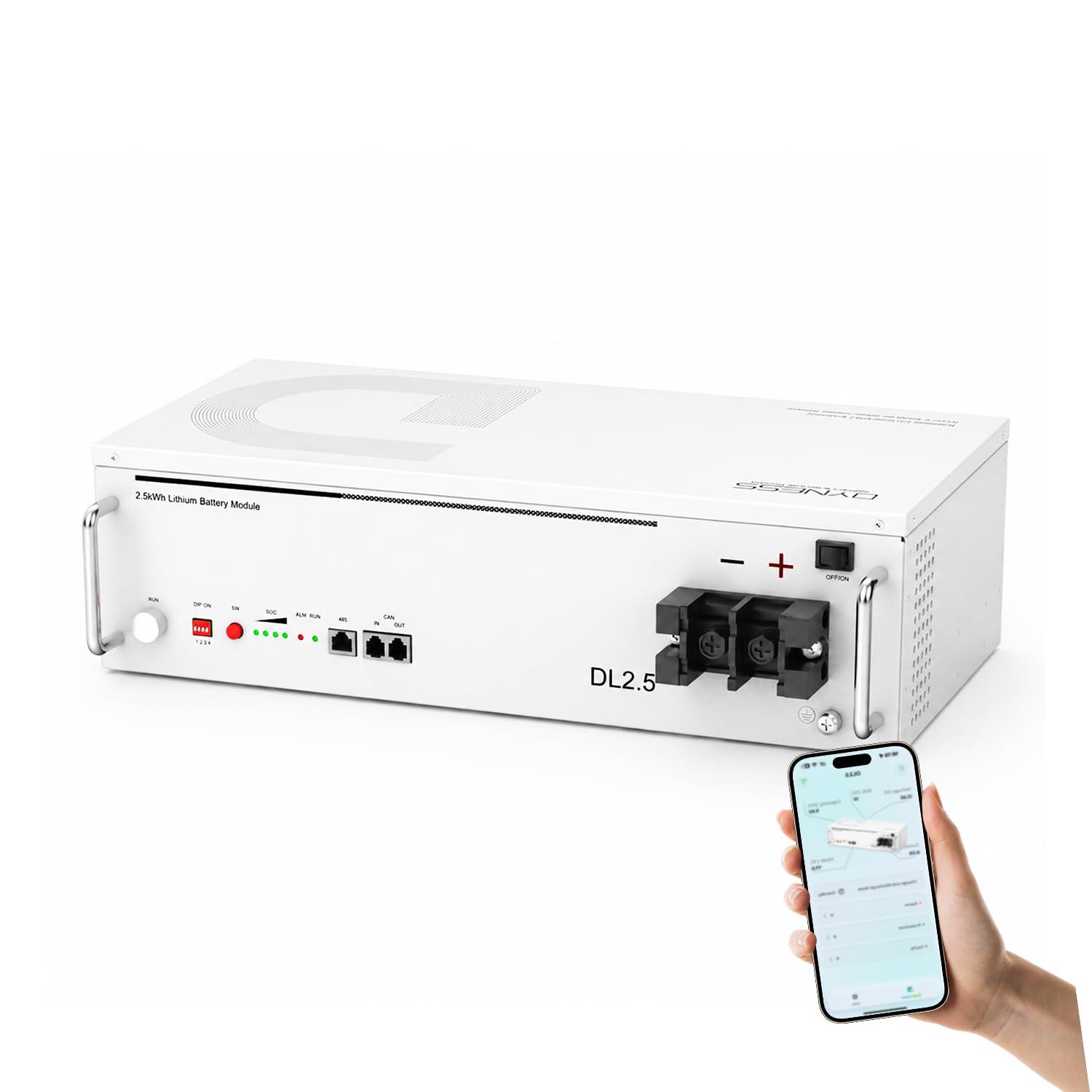 Dyness 24V 100Ah Batterie LiFePO4 con Bluetooth, BMS100A, 6000 Cicli Profondi, Supporto CAN & RS485, Batteria Solare al Litio Ferrofosfato da 2,56kWh per Impianto Solare Completo, Sistema Fotovoltaico