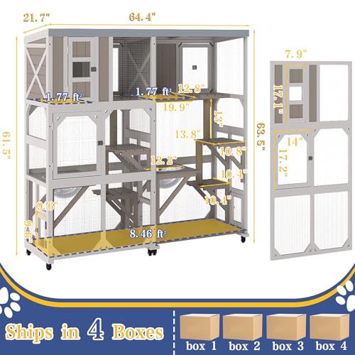 Image of PetsCosset Large Wooden Window Catio Outdoor Cat Enclosure on Wheels