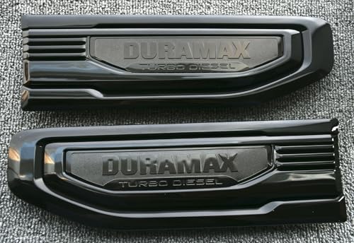 Image of Pair Set Turbo Diesel Emblems Side Vent Logo Compatible with 2020-2025 Sierra 1500 Dura-max Turbo Diesel Badge Kit 86532091 (All Black)