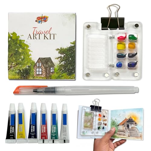 Image of The Crafthives Travel Art Kit - Acrylic Mini Palette for Painting, Colour Palette, Acrylic Pallets for Bed - Compact Painting Set for Artists
