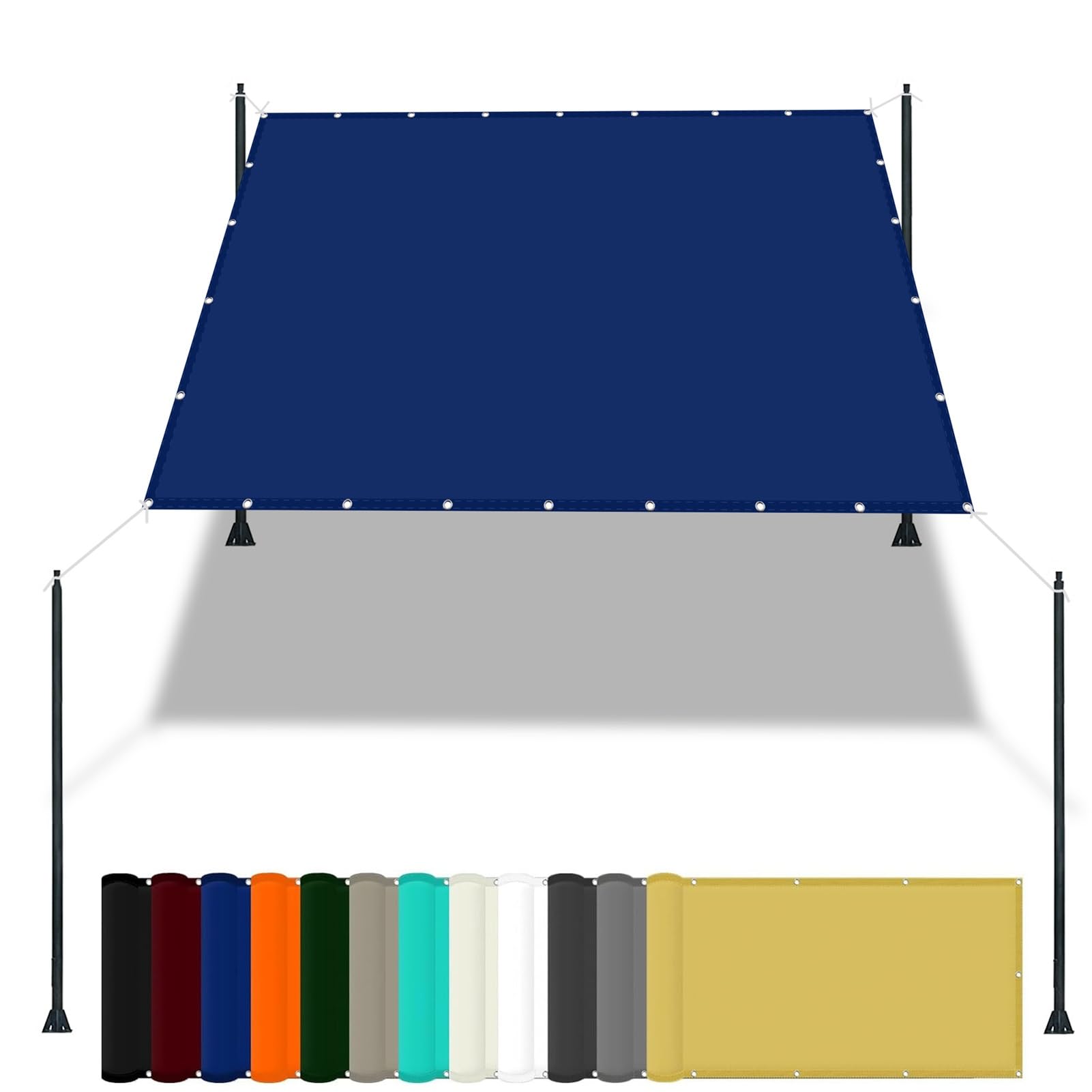 GLDYTVF Outdoor Sun Shade Sail Canopy 2.2 x 2.4 m Waterproof Patio Sail Canopy with 98% UV Block Includes Free Rope & Fixing Kit Ideal for Garden Patio and Parties Navy Blue