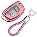 Cover Guscio Silicone per Chiave Hyundai – Custodia in TPU Morbida Cromata per Telecomando Hyundai Solaris iX35 Creta i30 Tucson Santa Fe Accent i20 ix25 Protezione con Portachiavi (Rosa)