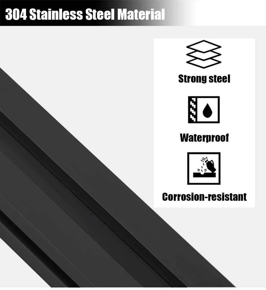 Słupek balustrady ze stali nierdzewnej 304 z czarnego szkła - Trwały słupek balustrady z czopami do użytku na zewnątrz i wewnątrz(Black Corner Post,70cm)