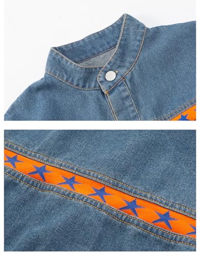 Girls Denim Jacket Long Sleeve Jean Coats With Star Pattern Button Down Jeans Jackets With Front Pockets Clothes4