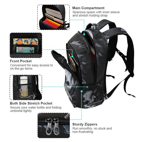 Black White Dragon School Backpack for Boys Girls,Preschool Elementary Kindergarten School Bag Kids Backpack Bookbag Travel Laptop Bag Casual Daypack2