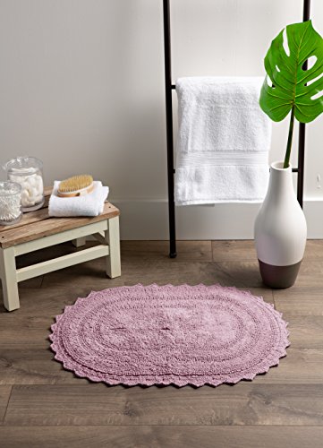 Dii Crochet Collection Reversible Bath Mat, Large Oval, 21X34, Mauve #TOP1