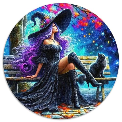 Puzzle de 1000 piezas redondo para tardes de relajación y arte con la Bruja Mística
