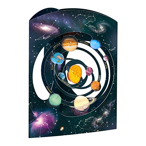 Santoro Tarjeta De Columpio, Tarjeta De Felicitación Emergente 3D - Sistema Solar - Para Niños, Para Él, Para Ella, Cumpleaños Marrón|Gris|Azul|Verde