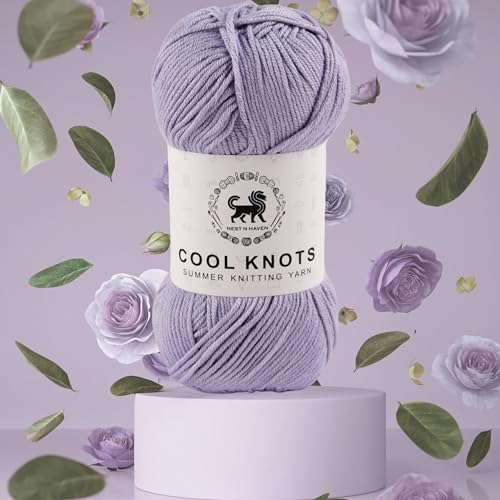 Image of NESTNHAVEN Polyester Blend Cool Knots, Luxury Yarn For Crochet, Knitting, Amigurumi, Embroidery, Toys, Garments, Flowers And Hobby Projects (Lilac, 100G)