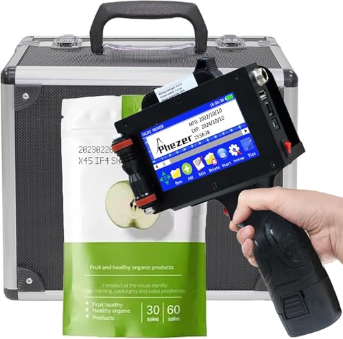 Phezer P16-1 Imprimante à Jet d'encre Portable, Hauteur d'impression 2,5 cm avec Cartouche d'encre à solvant de 72 ML, Machine de Codage Intelligente Portable pour...