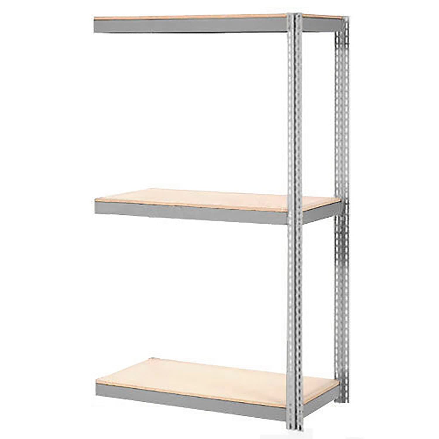 Global Industrial Expandable Add-On Rack 96x36x84 3 Level Wood Deck 800 lb. Cap Per Level Gry