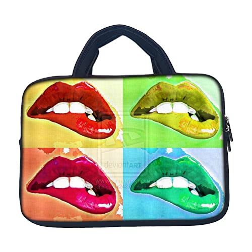 Image of TheSkinMantra Chain Laptop Sleeve Bag Compatible with Laptop /Macbooks /Chrombook /Notebook /Zbook (13.3 Inch (Handle), Hot Lips)