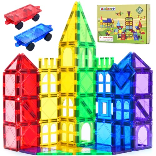 MAGBLOCK 120PCS Magnetic Tiles Building Blocks Construction Toys for Kids