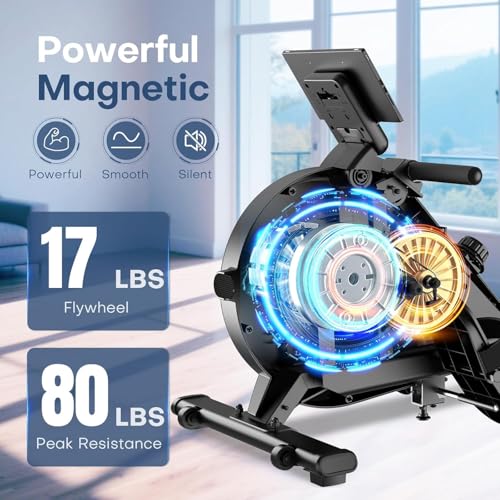 Rowing Machine for Home Gym, EvoSpark Magnetic Rowing Machines 350 LB Weight Capacity - Foldable Rower for Home Use with App Supported, Upgrade to Double Slide Rail - Image 3