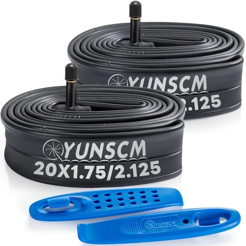 YunSCM 2-PCS 20 Zoll Schlauch 20x1.75/1.90/1.95/2.0/2.10/2.125 AV32mm Ventil kompatibel 20 Zoll Fahrradschlauch/Kinderfahrrad/Elektrofahrrad Schlauch 20x1.75 20x1.90 20x1.95 20x2.0 20x2.10 20x2.125