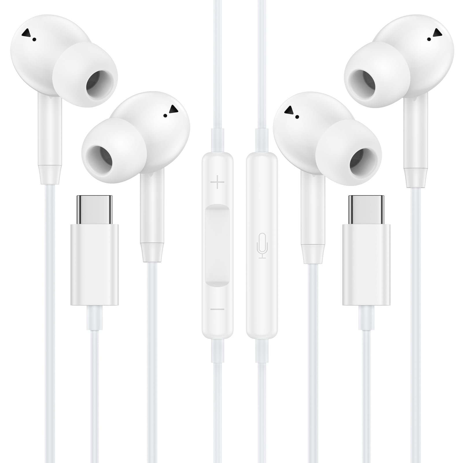 Photo 1 of Wired Earbuds USB C Ear Buds Wired Headphones for iPhone 17e 17 Pro Max 17Pro 17 16 Pro Max 16 Plus 16Pro 16e 15Pro Max/Plus/Pro 15, 2 Pack USBC in-Ear Earphones with Microphone for Samsung S26 S25