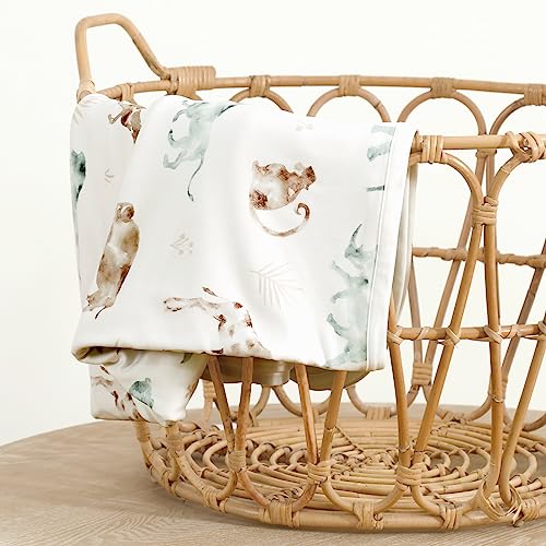 Image of GRSSDER Baby Blankets Super Soft Jersey Knit Swaddle Blanket for Baby Girls and Boys, Double Layer Reversible Receiving Blankets 34 x 44 Inches Extra Large for Swaddling, Animals Print