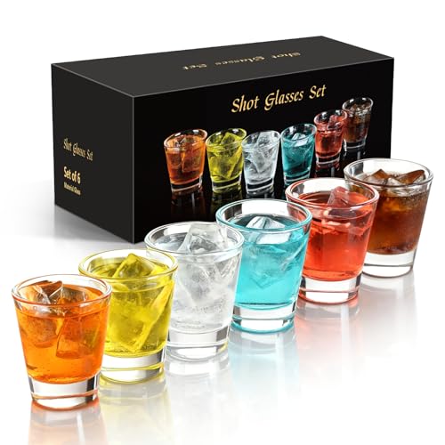 FrutPunch 6 Piece Thick Base Shot Glasses Set, 1.7 OZ