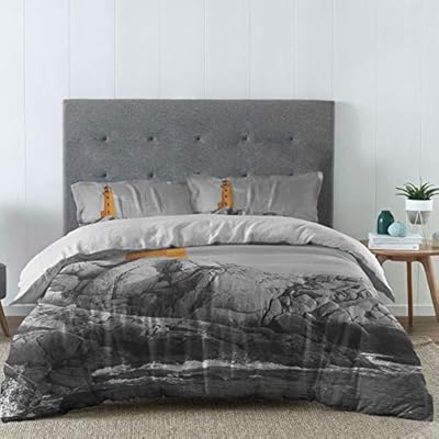 4 Pieces Duvet Cover Sheet Set, Yellow Lighthouse and Rock Bedding Sets Queen Luxury Soft Bed Quilt Cover Bedspread with… 51uUOz5rtmL. SS400