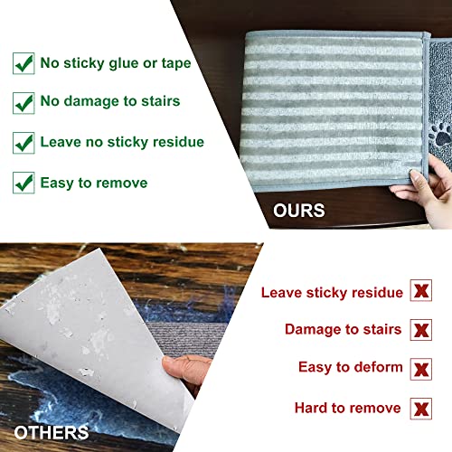 Beqhause Stair-Treads-For-Wooden-Steps-Non-Slip Stair Treads Machine Washable Carpet Stair Treads 28Inx9In Soft Indoor Stair Runner For Kids Elders And Pets 100% Polyester 15Pcs,Grey #TOP6