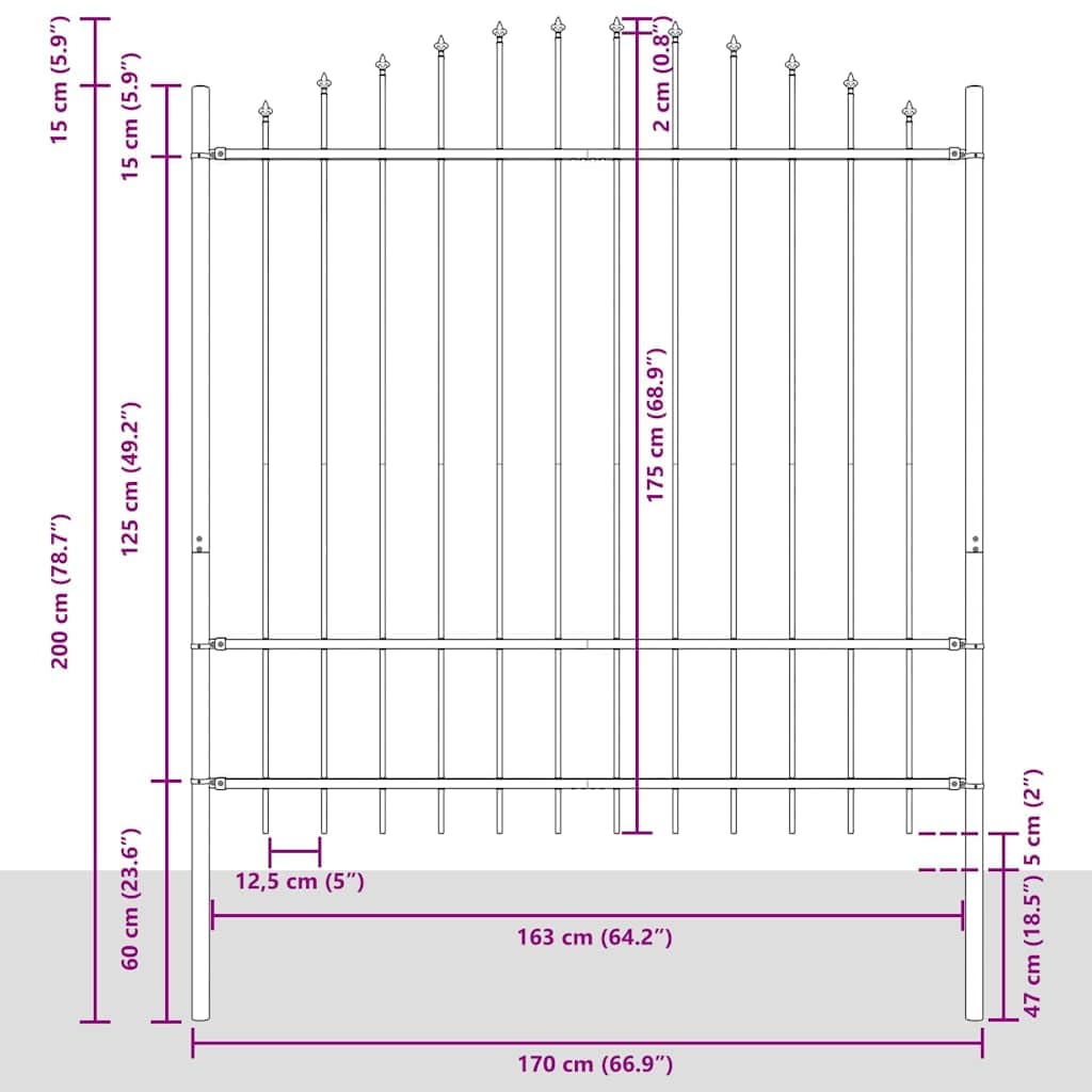 vidaXL Ogrodzenie Ogrodowe WOERDEN 2 szt. 170 x 215 cm Szary