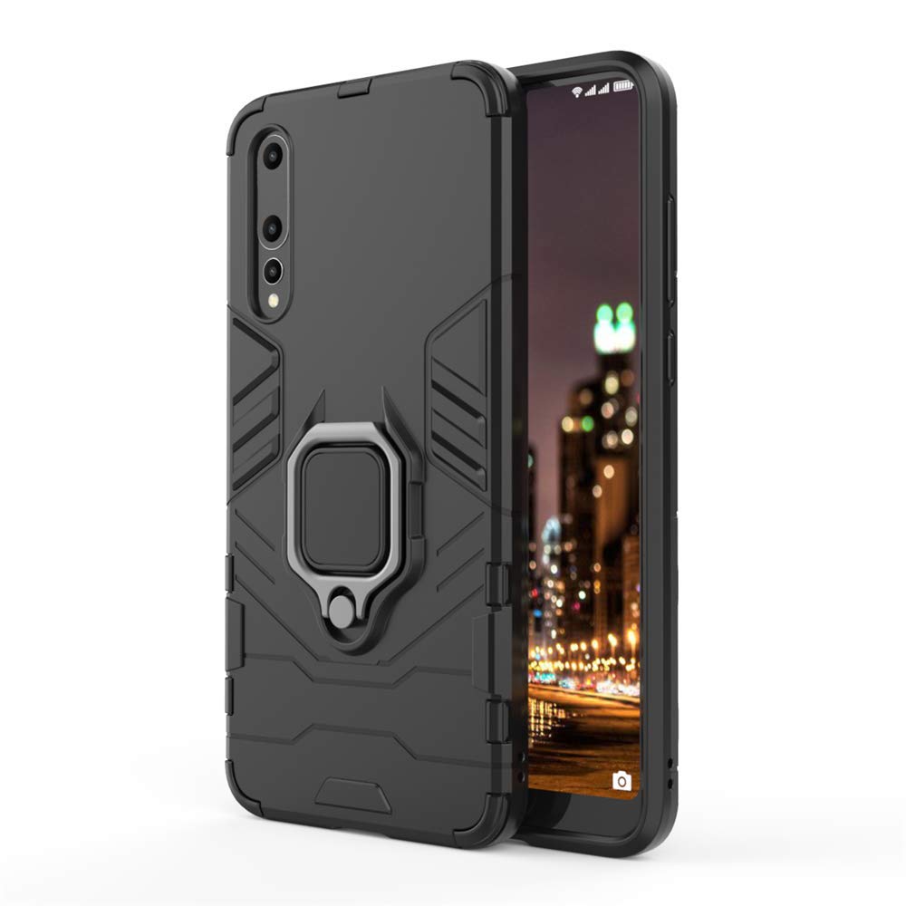 CHcase Huawei P40 Pro Funda, Anillo Metálico Sujeción Soporte Antichoque Rígido Caja (Funciona con el Montaje de Coche Magnético) Doble Capa Sólido Case Carcasa para Huawei P40 Pro -Black Plus Gray — view 63