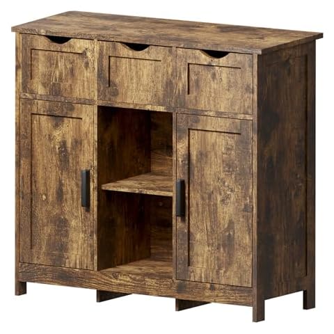 Coffee Bar Cabinet, Kitchen Storage Cabinet, Modern Farmhouse Buffet Sideboard with Drawers and Shelves, Freestanding Pantry Cabinet, Floor Storage Cabinet for Living Room,Bathroom Home Decor Cover