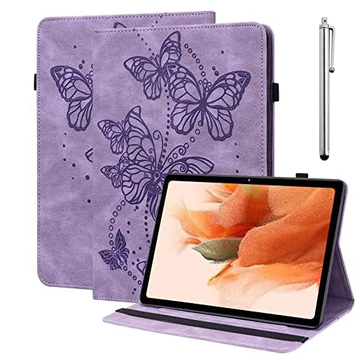 VODEFOX Capa para Samsung Galaxy Tab S6 Lite, capa flip de couro PU borboleta com cartão Solt capa protetora para tablet Samsung Galaxy Tab S6 Lite 10,4 polegadas 2024/2022/2020 - roxo
