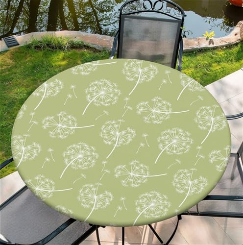 artslion Runde tischdecke Outdoor wetterfest mit Gummizug 60In-150 cm - wasserdichte Elastische Tischdecke für Innen & Außen – Abwischbar, Knitterfrei, Dekorativ mit Löwenzahn Mustern