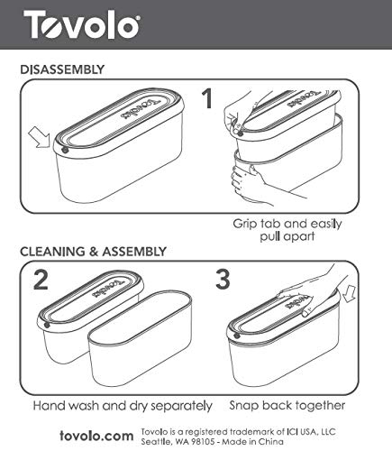 Tovolo Glide-A-Scoop, base antiderrapante, banheira de sorvete, 2,3 litros, branca