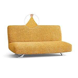 PAULATO BY GA.I.CO. Futon Cover – Armless Couch Cover Sofa Bed Slipcover Without Armrest – Soft Fabric Cover – 1-Piece Form Fit Stretch Futon Cover for Kid Pet – Microfibra Collection – Mango