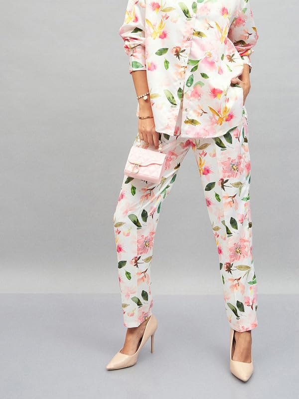 Image of SASSAFRAS Women's Satin Floral Darted Pants