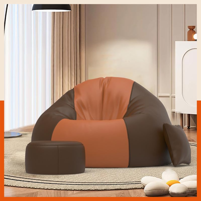 Image of Biggie Bean Bag with Beans Filled 6XL Luxura Elite Bean Bag Sofa with Free Cushion and Footrest - Official : DuoBlend Sofa Combo (Matching Color : Regular, Tan-Brown)