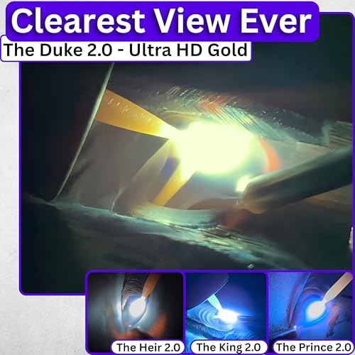 Image of The Duke Single 2.0 | Shade 12 Red Auto Darkening Welding Lens | 20A TIG Rating - No Flashing | 2 inch X 4.25 inch X 0.2 inch | Red Welding Lens - Blue /Green Puddle | Ridge Products Royal Series 2.0