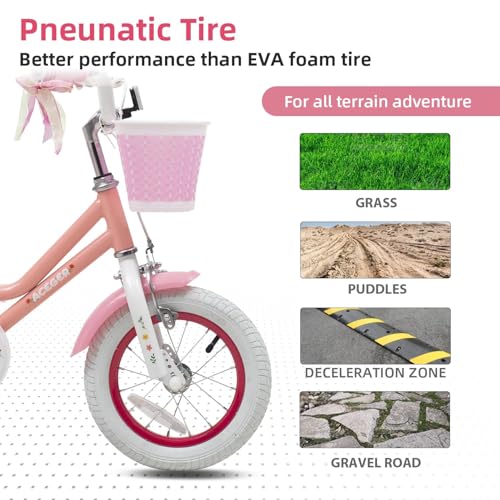 Image of Bixike Princess Style Girls Bike with Basket for 2-13 Years Old Kids and Toddlers, 12 14 16 18 Inch Bicycle for Children with Training Wheels and Streamers, 20 Inch with Kickstand, Multiple Colors
