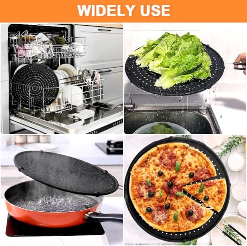 Image of Silicone Splatter Screen for Frying Pan,Grease Splatter Guard,Heat-Resistant Splatter Guards for Cooking,Dishwasher Safe (9.8 inch, 11.4 inch, 13 inch)