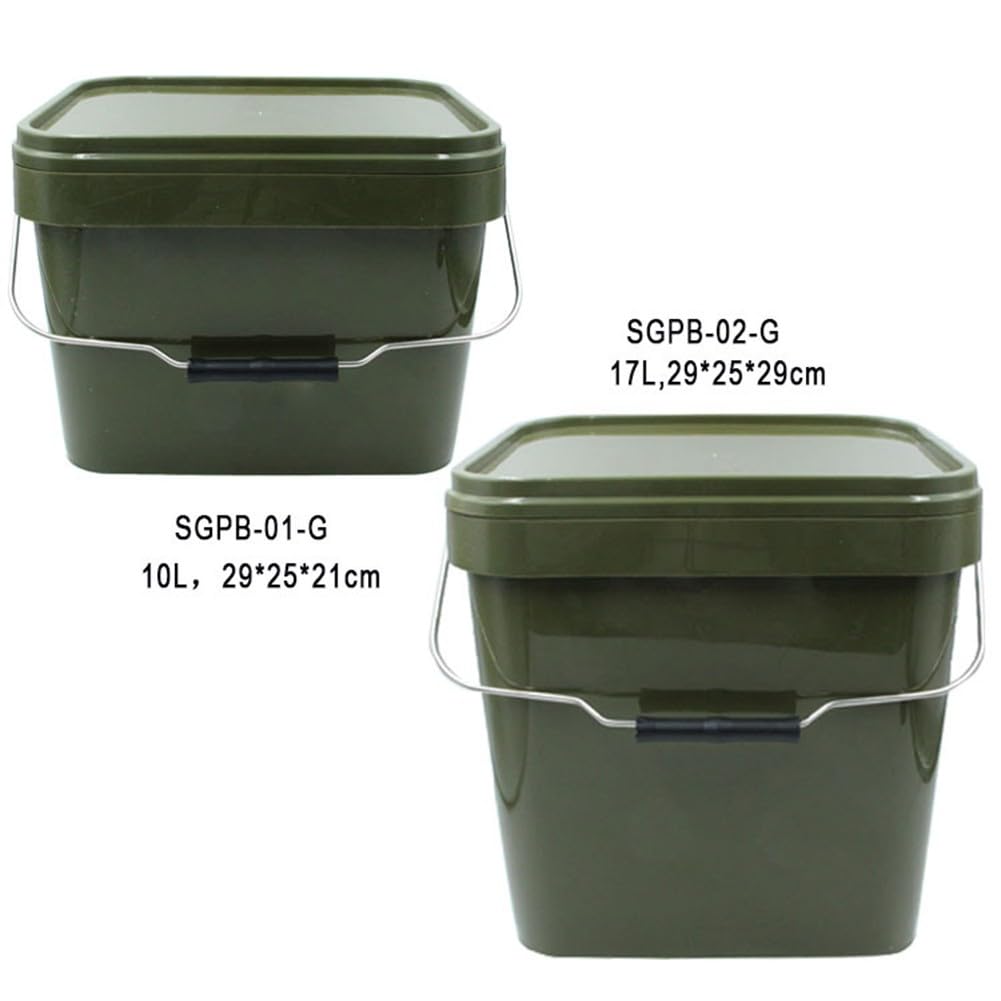 Secchio quadrato per pesca alla carpa, 10 l, per pesca alla carpa, vasca per miscelare esche resistenti, con scomparto interno rimovibile e impugnatura comoda