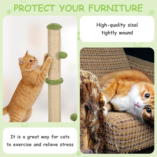 Poste rascador para gato de 22 pulgadas con cuerda de sisal natural miniatura 5